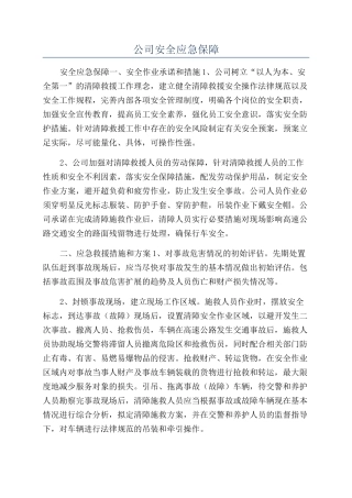 公司安全应急保障