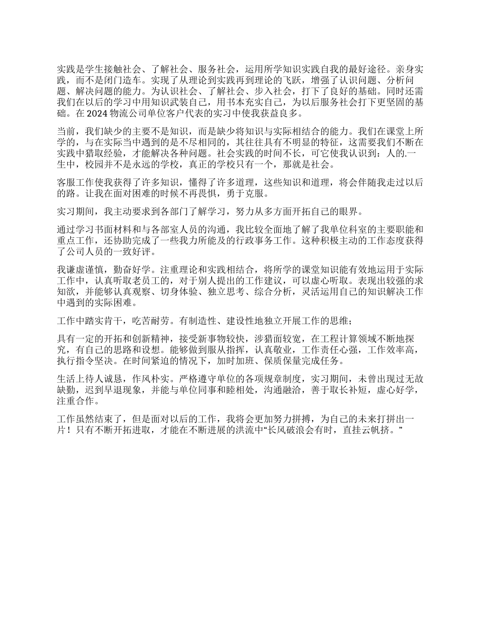 公司客服工作自我鉴定_第1页
