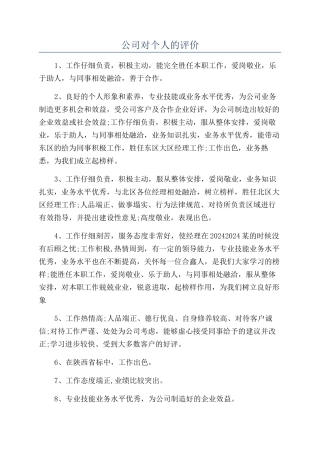 公司对个人的评价