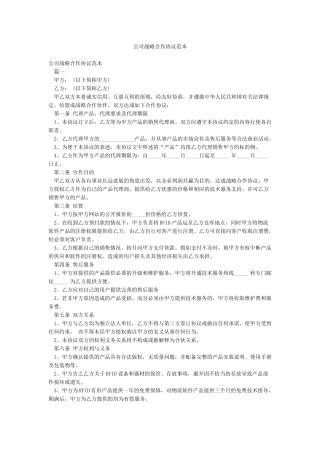 公司战略合作协议范本