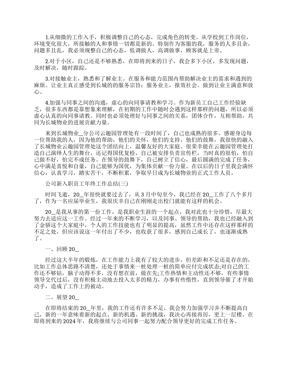 公司新入职员工年终工作总结2024_第3页