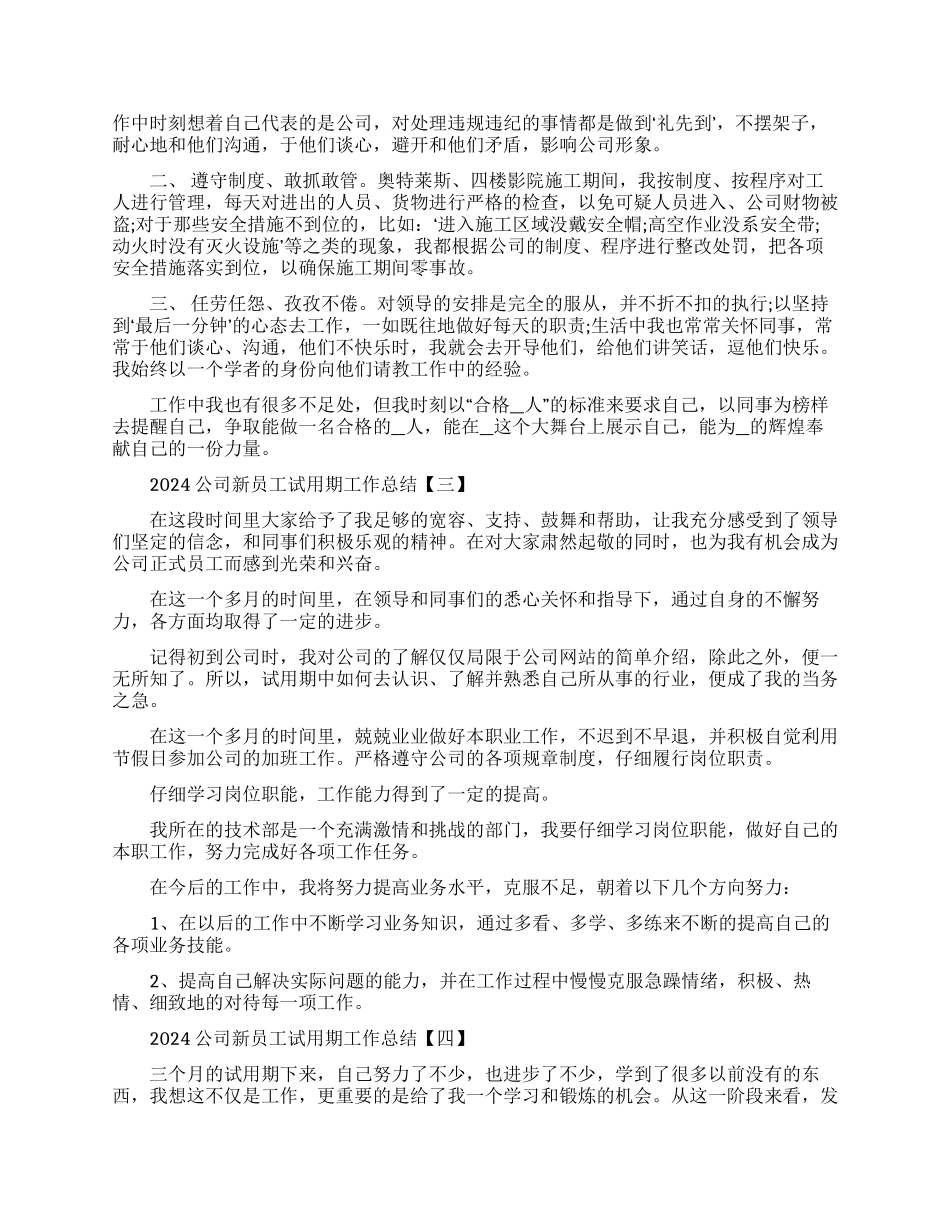 公司新员工试用期工作总结范本2024_第2页