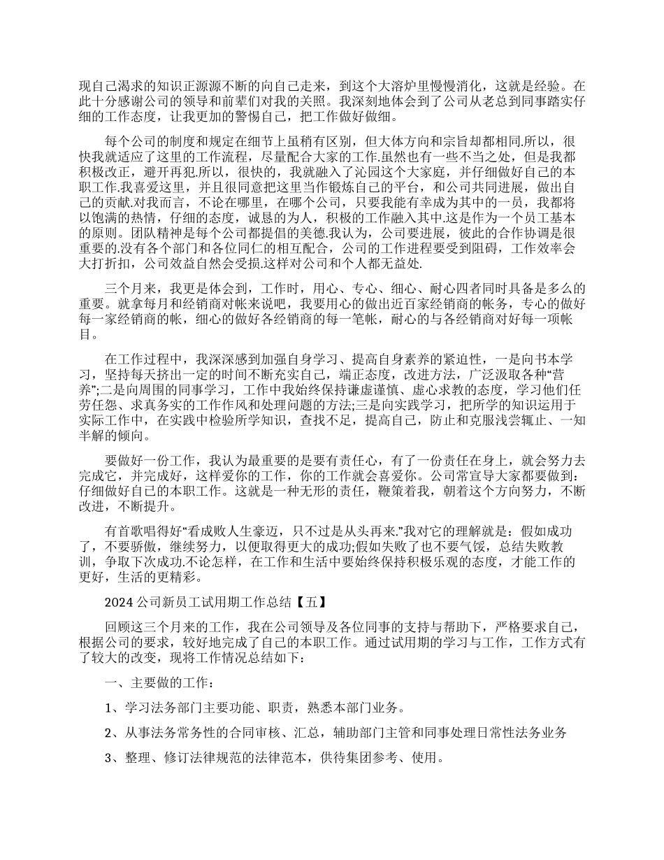 公司新员工试用期工作总结范本2024_第3页