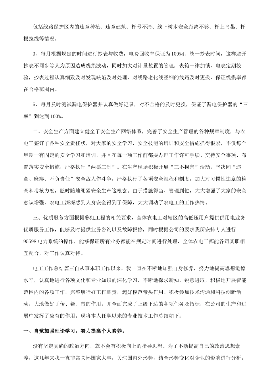 公司电工工作总结例文（2024）_第2页