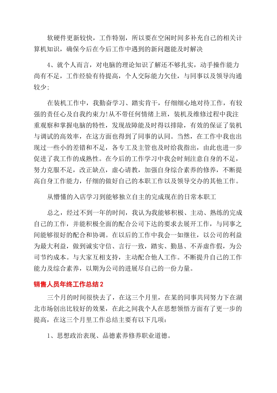 公司电脑销售员年终工作总结范文报告范文_第2页