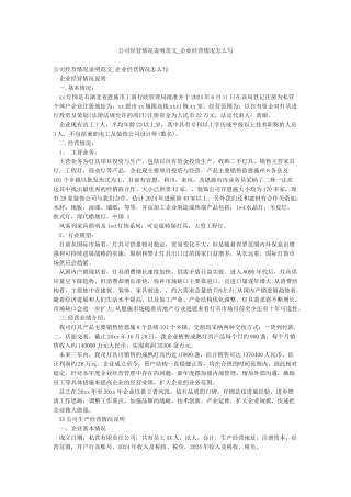 公司经营情况说明范文-企业经营情况怎么写