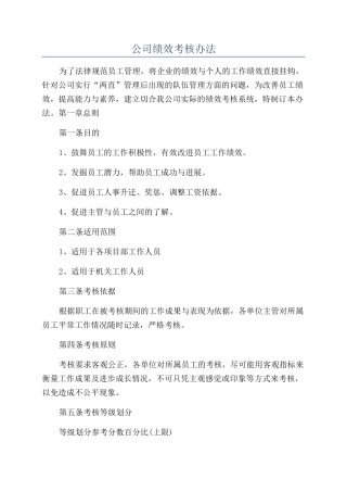 公司绩效考核办法