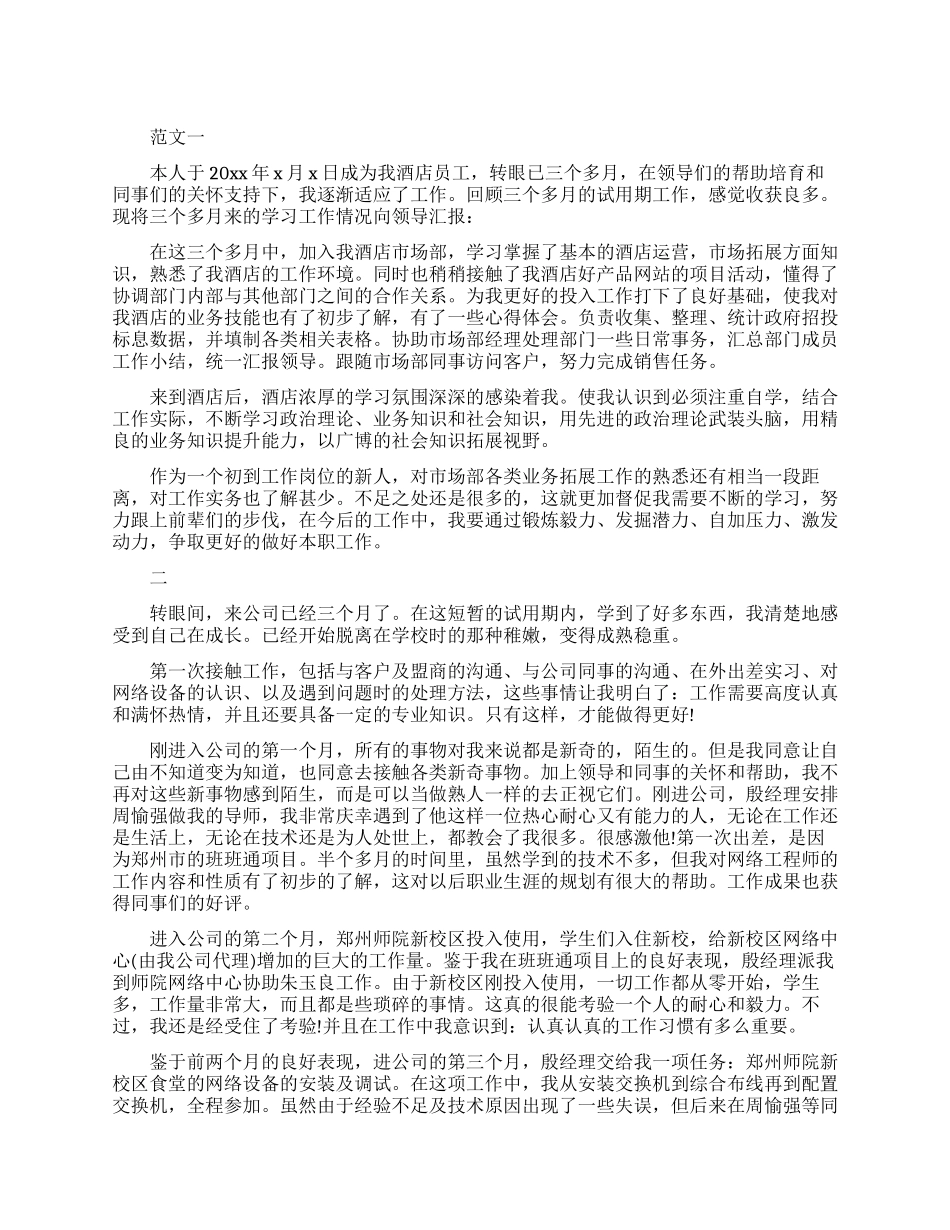 公司试用期的个人工作总结_第1页