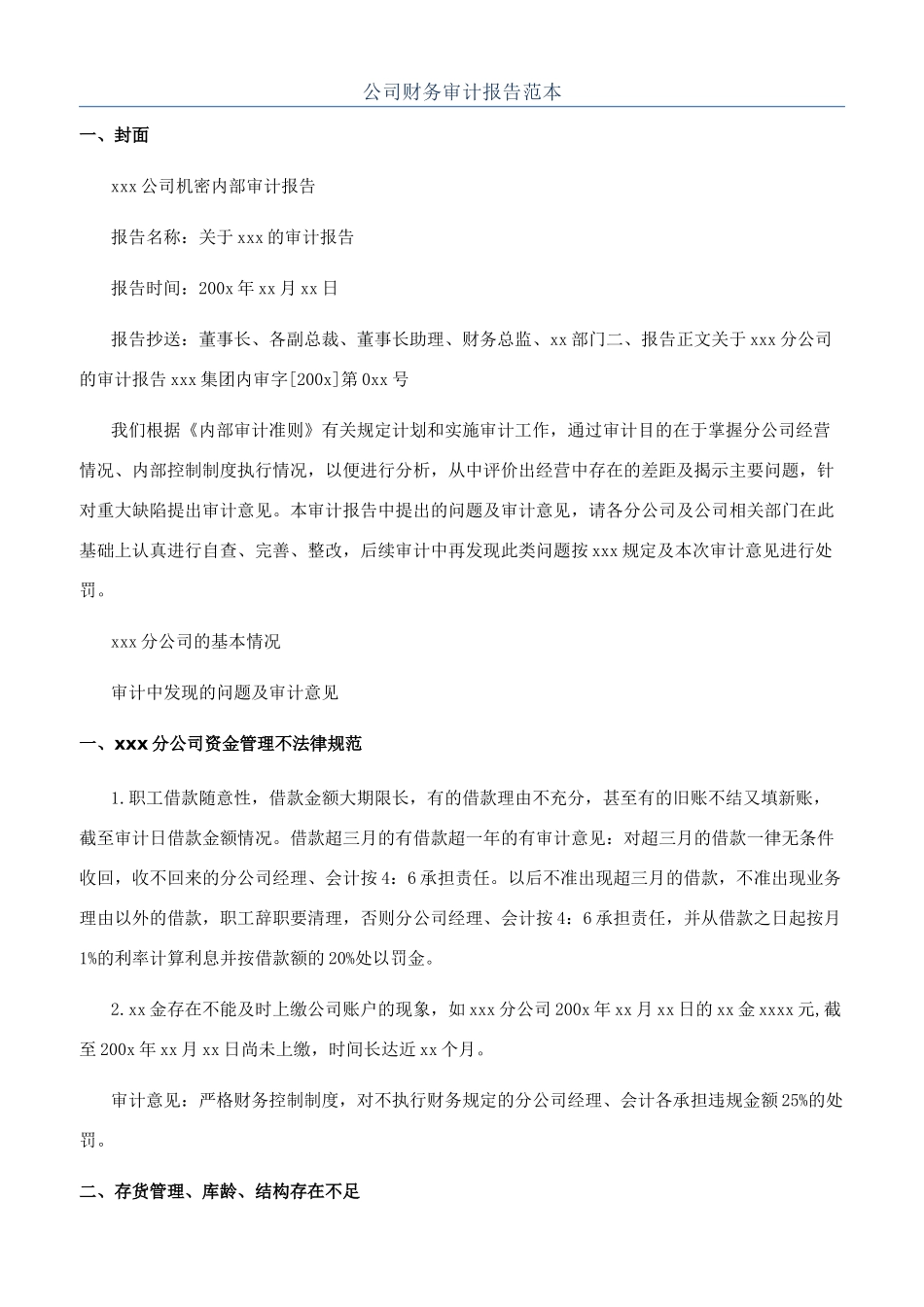 公司财务审计报告范本_第1页