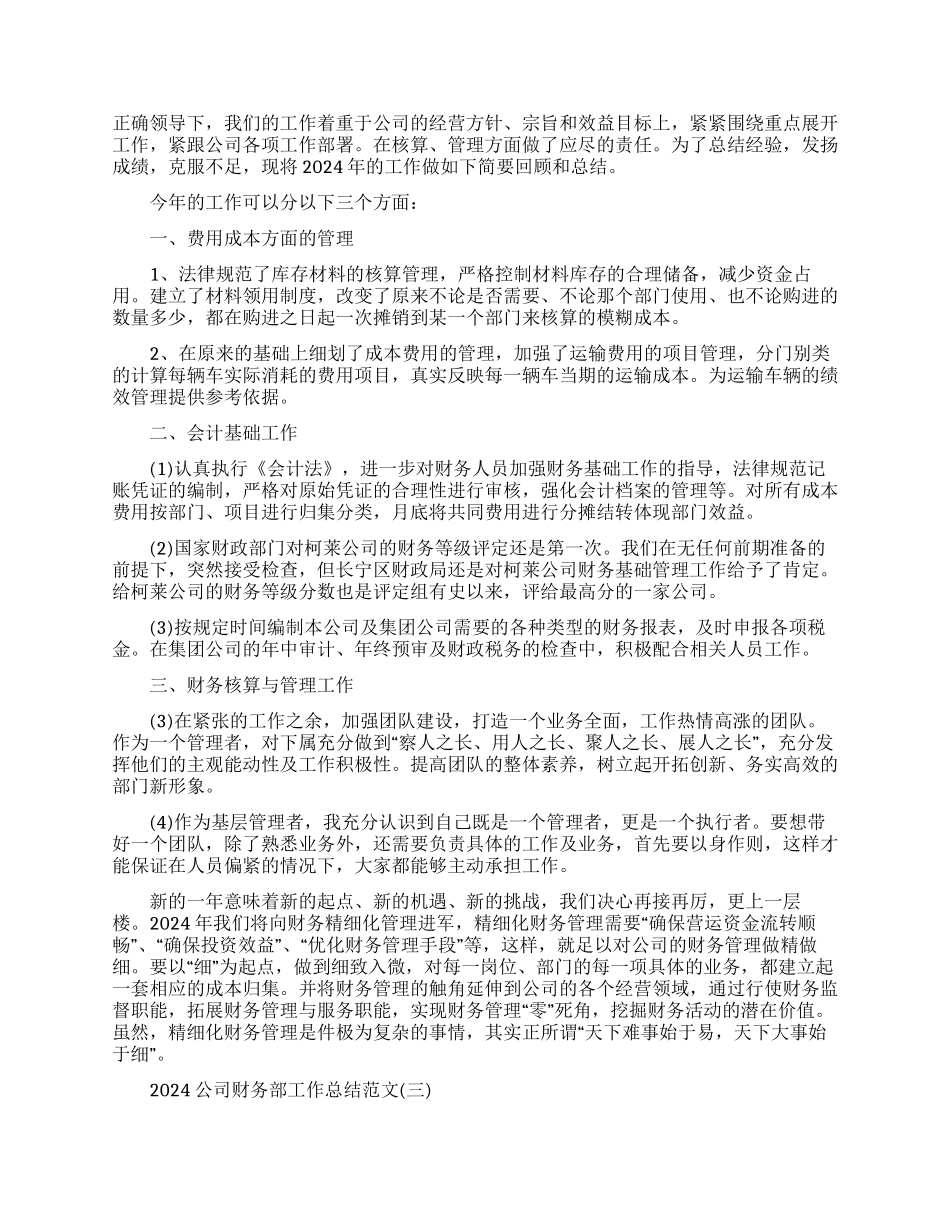 公司财务部工作总结范本_第2页