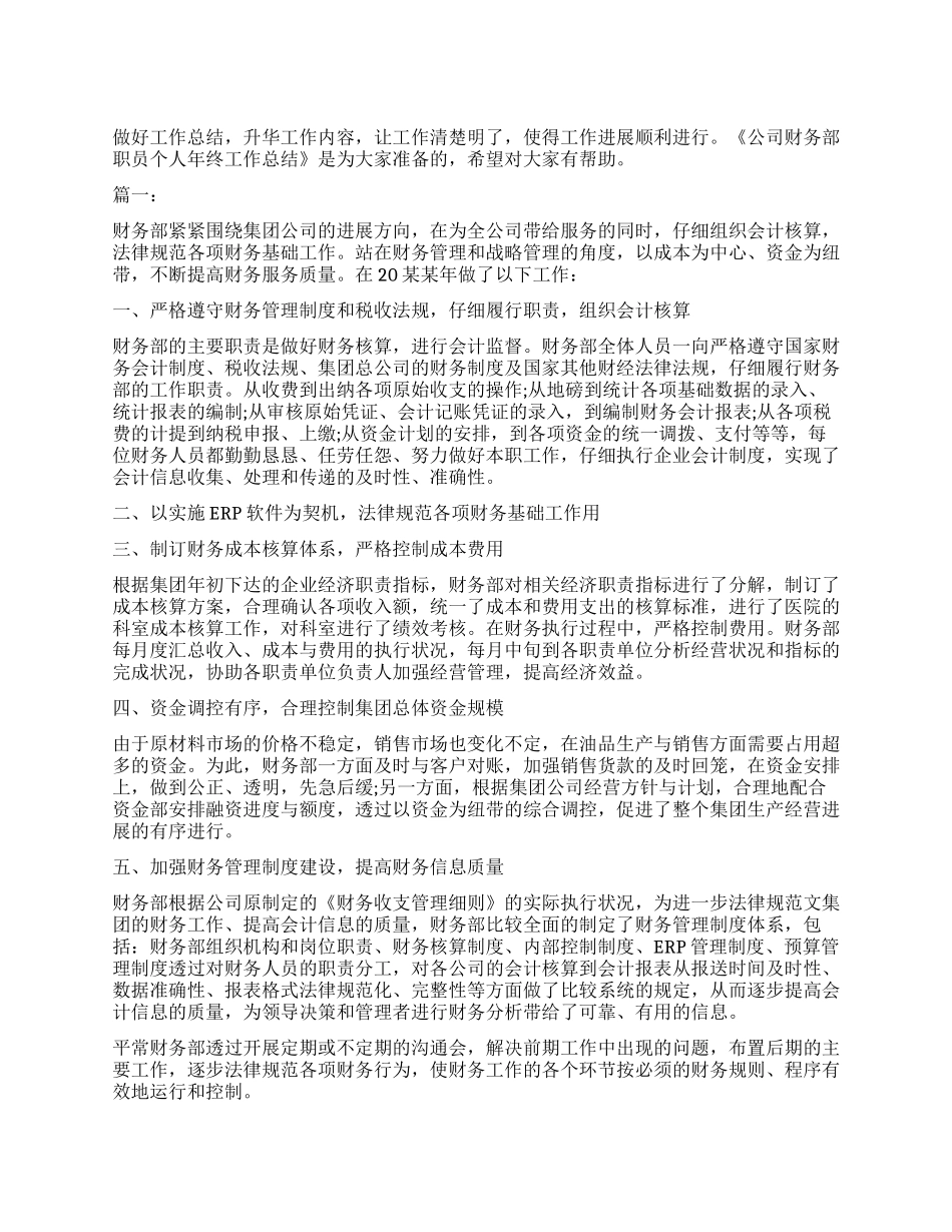 公司财务部职员个人年终工作总结_第1页