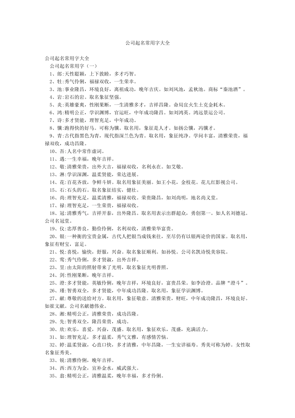公司起名常用字大全_第1页