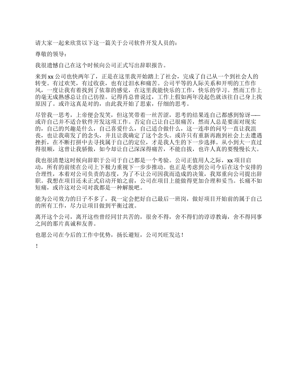 公司软件开发人员辞职报告_第1页