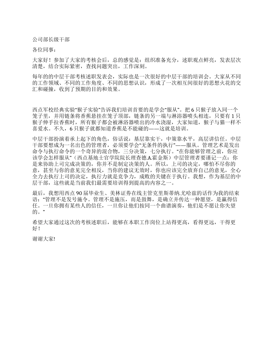 公司部长级干部述职报告_第1页