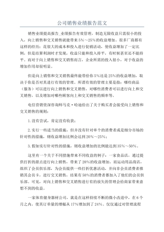 公司销售业绩报告范文