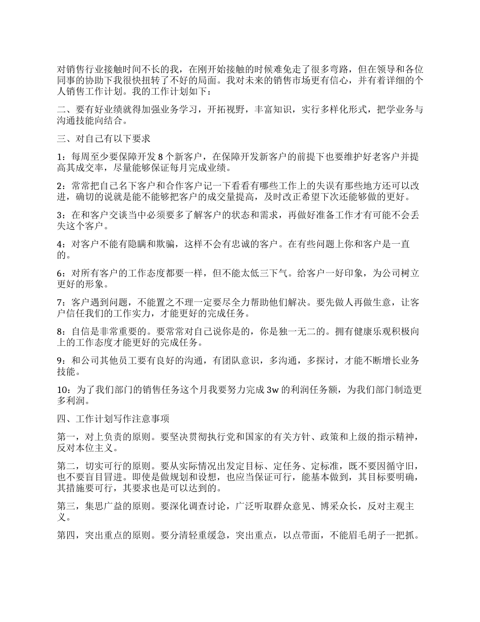 公司销售员个人工作计划范本_第1页