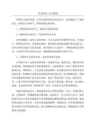 共青团工作感悟