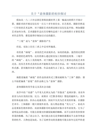 关于“意体摄影的初步探讨