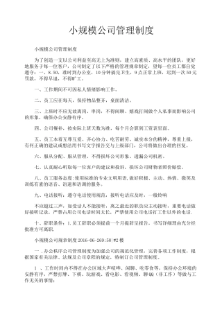 小规模公司管理制度