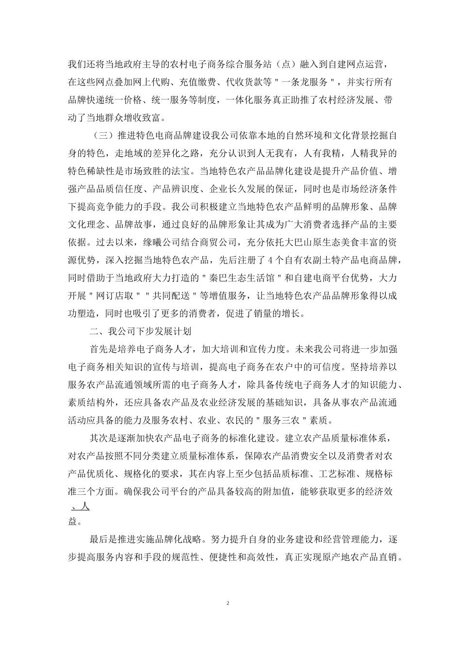 公司电子商务发展汇报材料3篇_第2页