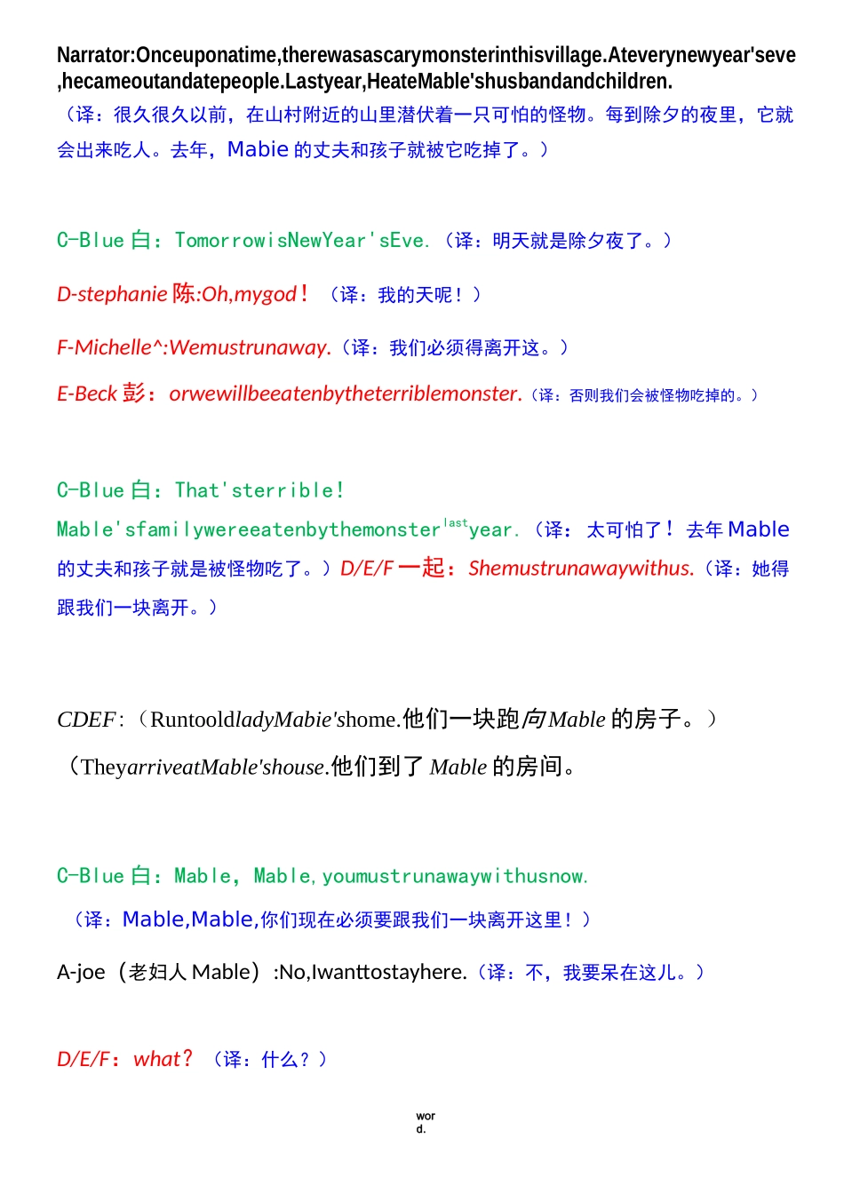 除夕的传说(小孩子英文话剧表演)精选._第2页