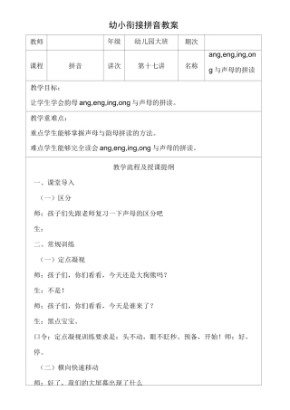 幼小衔接拼音17教案