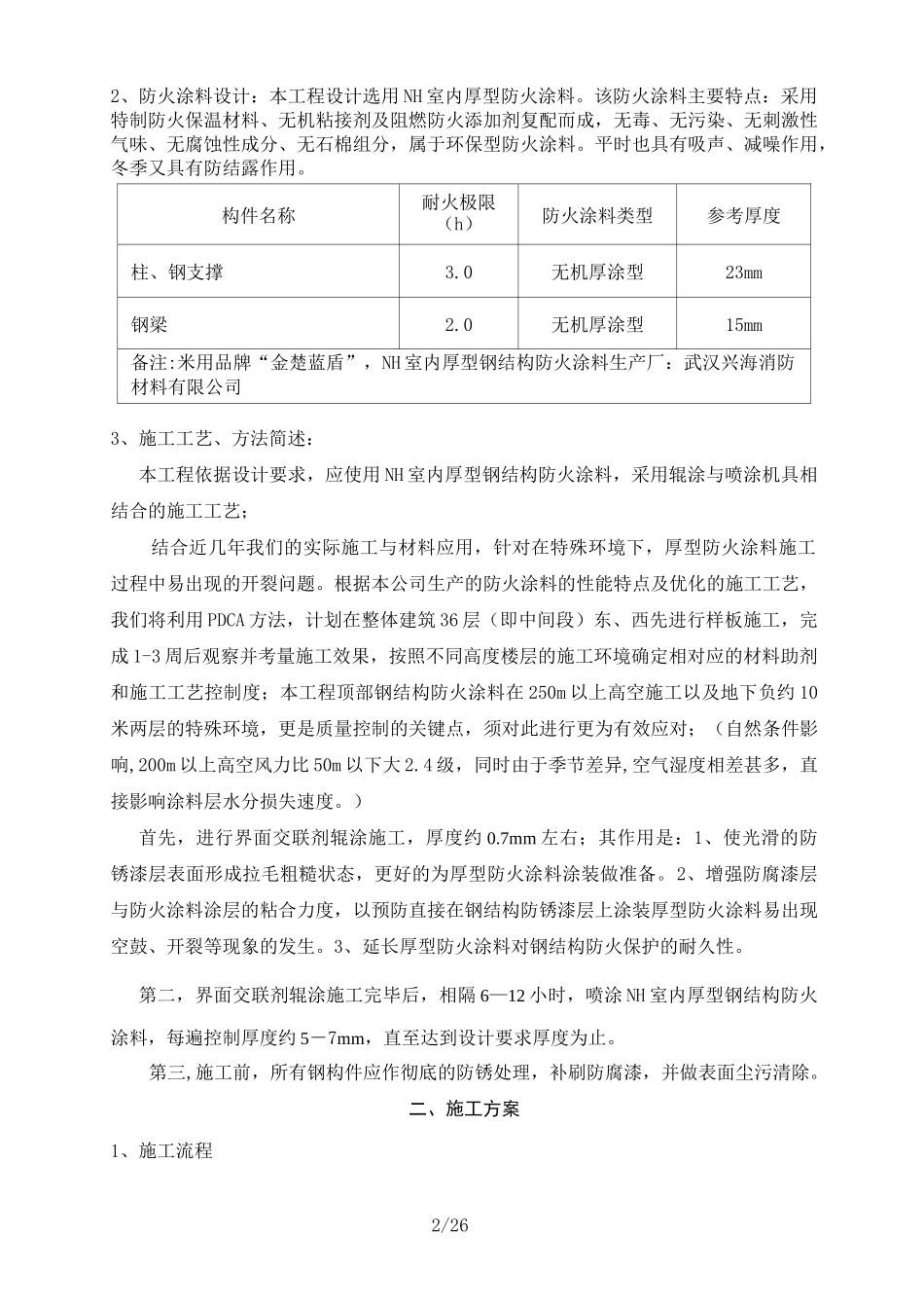 厚型钢结构防火涂料工程施工方案_第2页