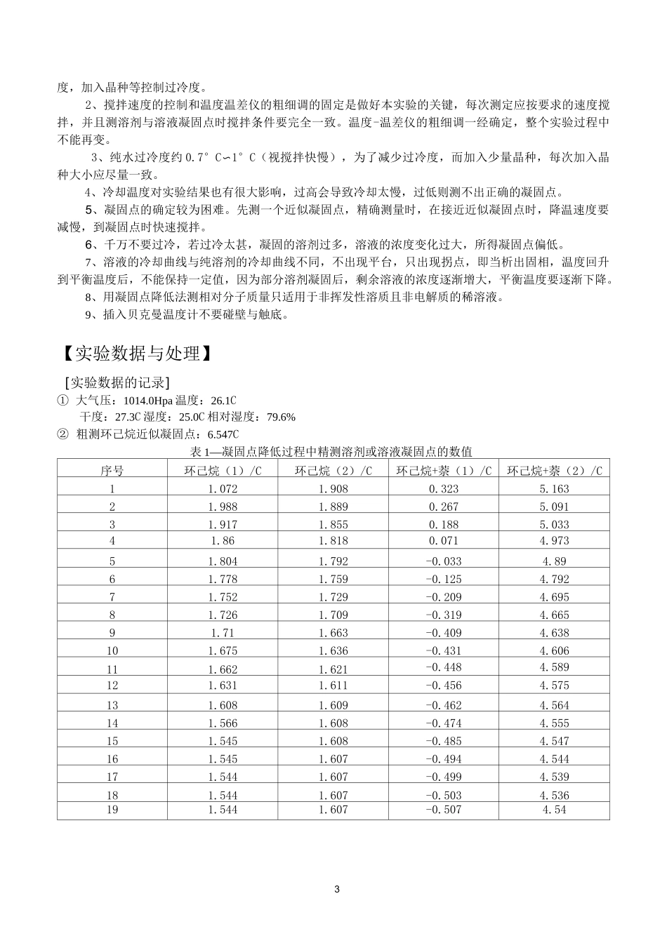 凝固点降低法测定物质的摩尔质量_纯萘、环己烷_第3页
