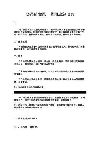 塔吊防台风暴雨应急预案