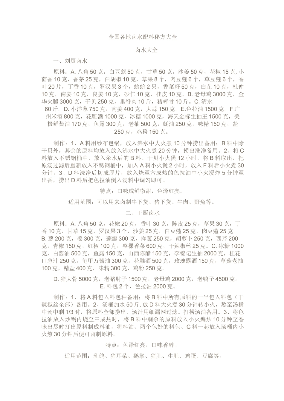 全国各地卤水配料秘方大全_第1页