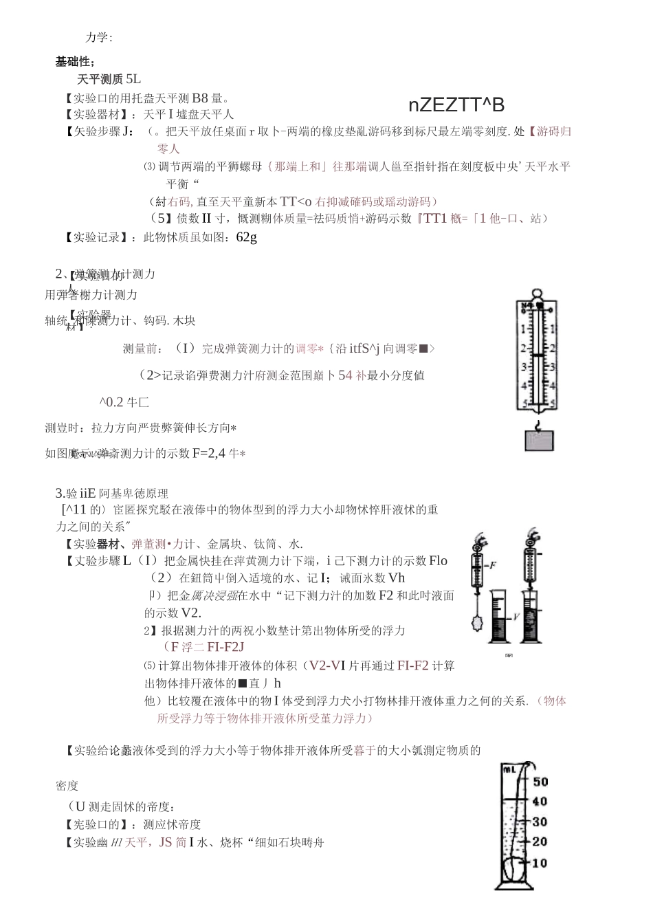 初中物理实验总结归纳_第1页