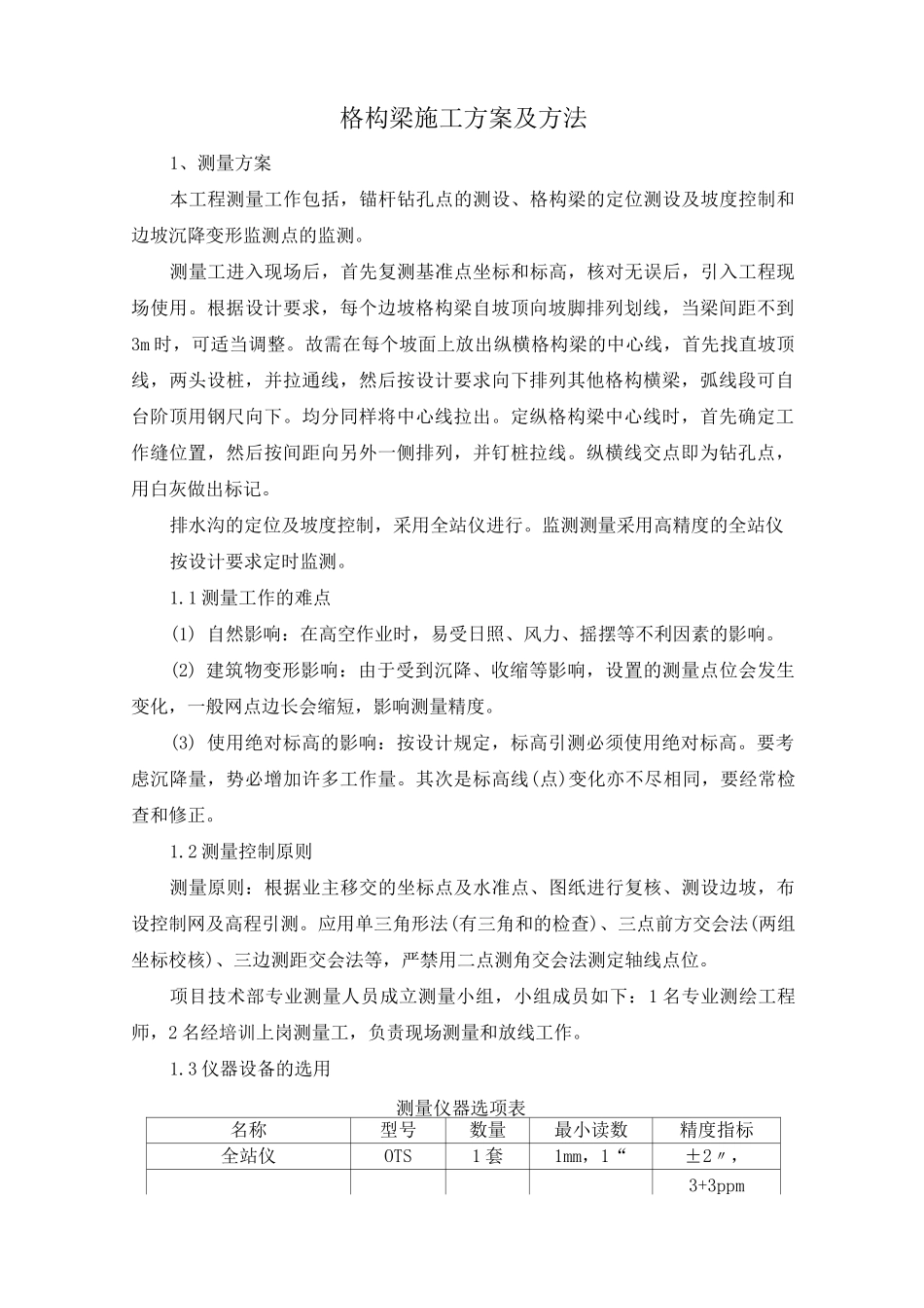 格构梁施工方案及方法_第1页