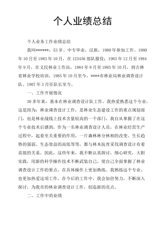 个人业绩总结