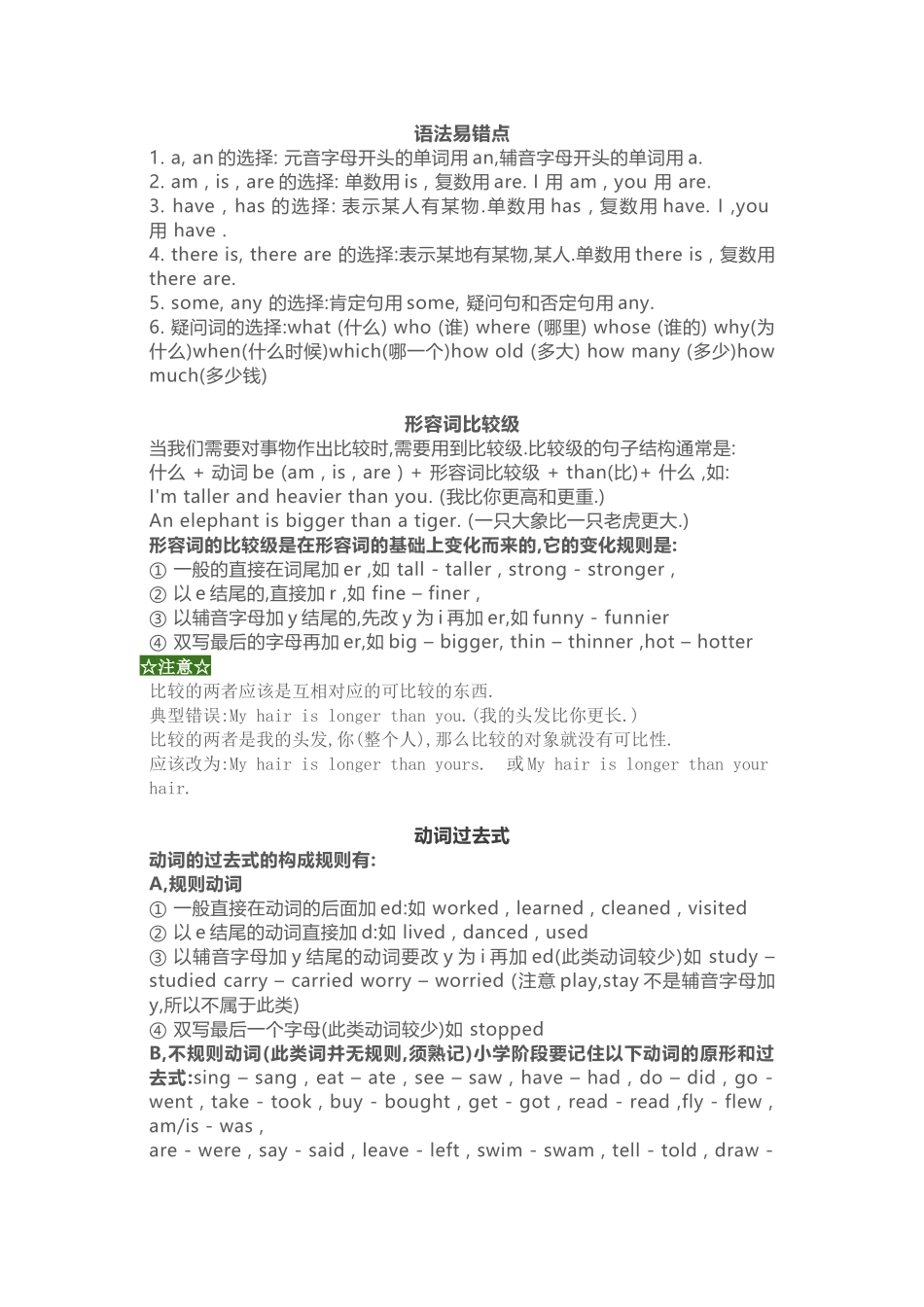 小学1-6年级英语重难点知识_第1页