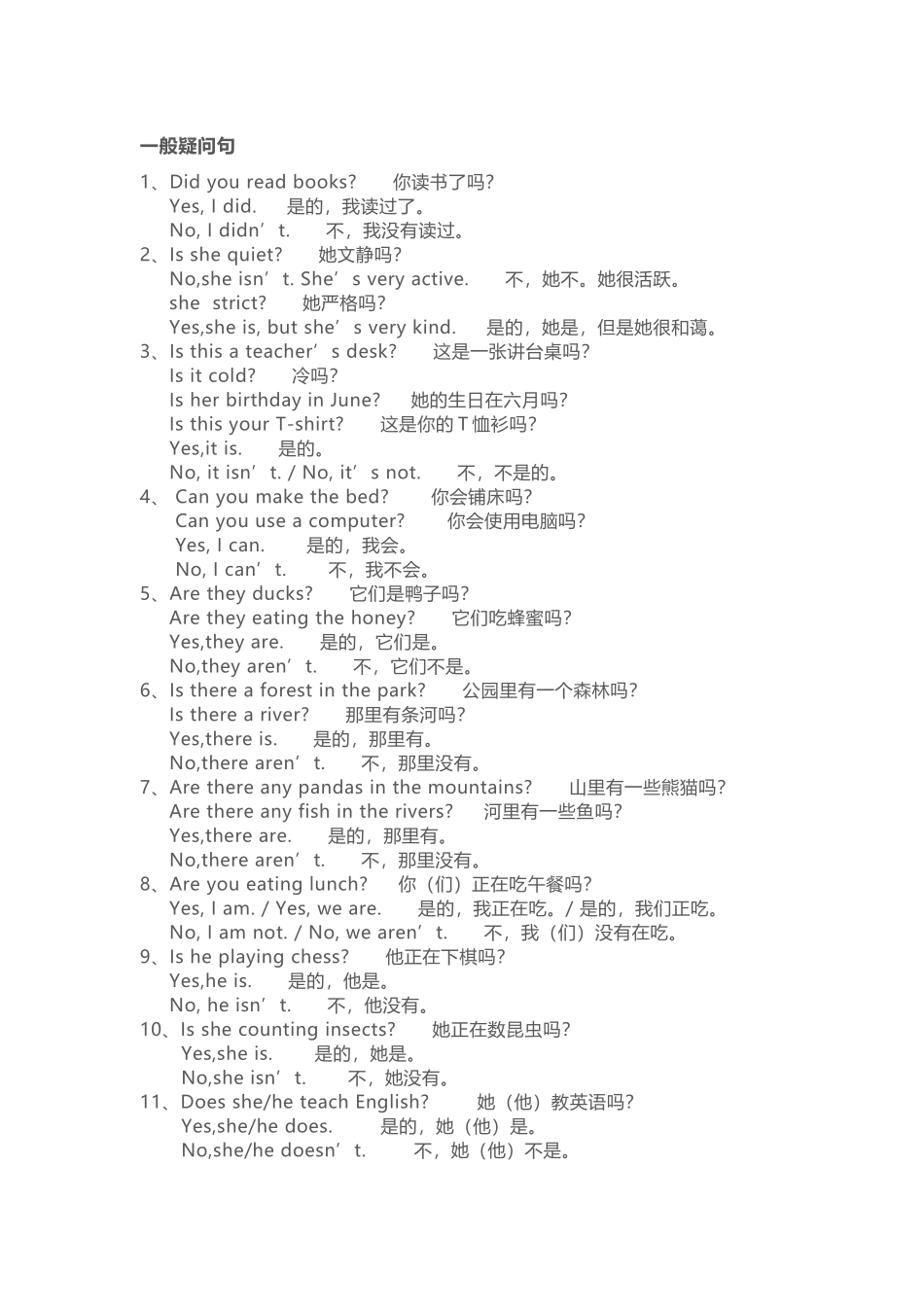 小学英语考试常用句型总结_第1页