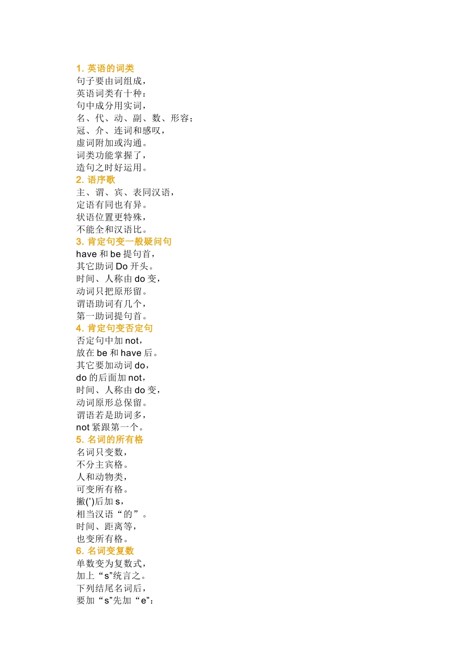 小学英语全部语法知识顺口溜_第1页