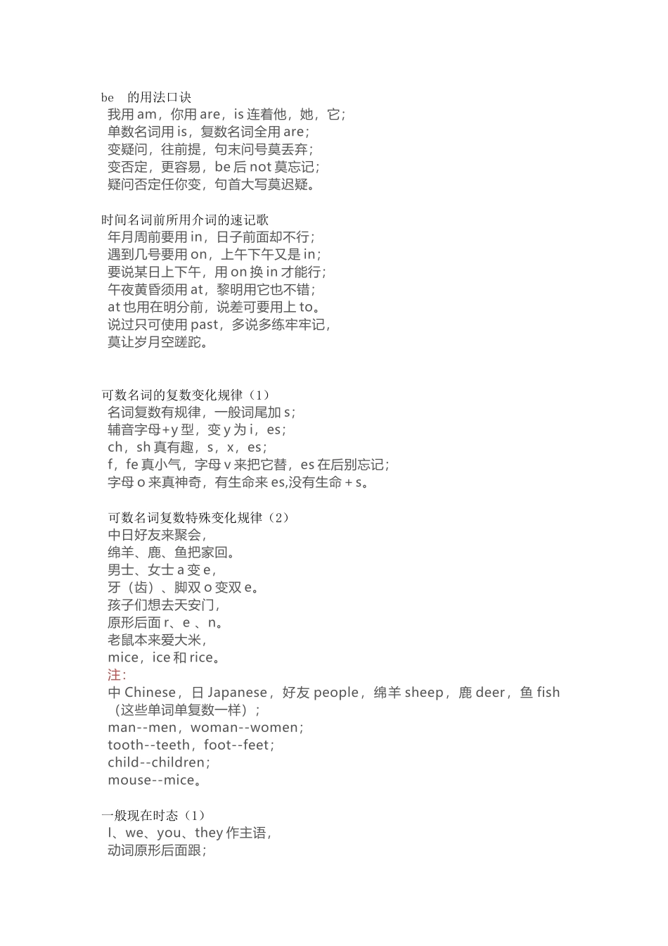 小学英语顺口溜知识点总结_第1页