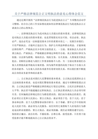 关于严格规范公正文明执法的意见心得体会范文