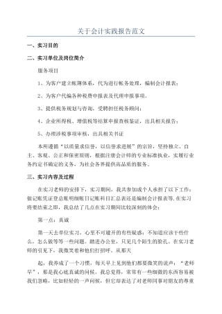 关于会计实践报告范文