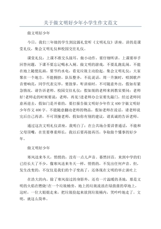 关于做文明好少年小学生作文范文