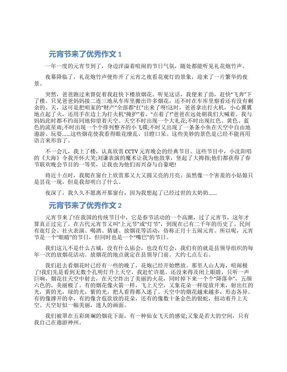关于元宵节来了优秀作文5篇精选合集2024_第1页