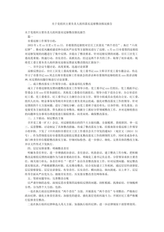 关于党组织主要负责人组织落实巡察整改情况报告