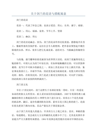 关于剑兰的花语与搭配寓意