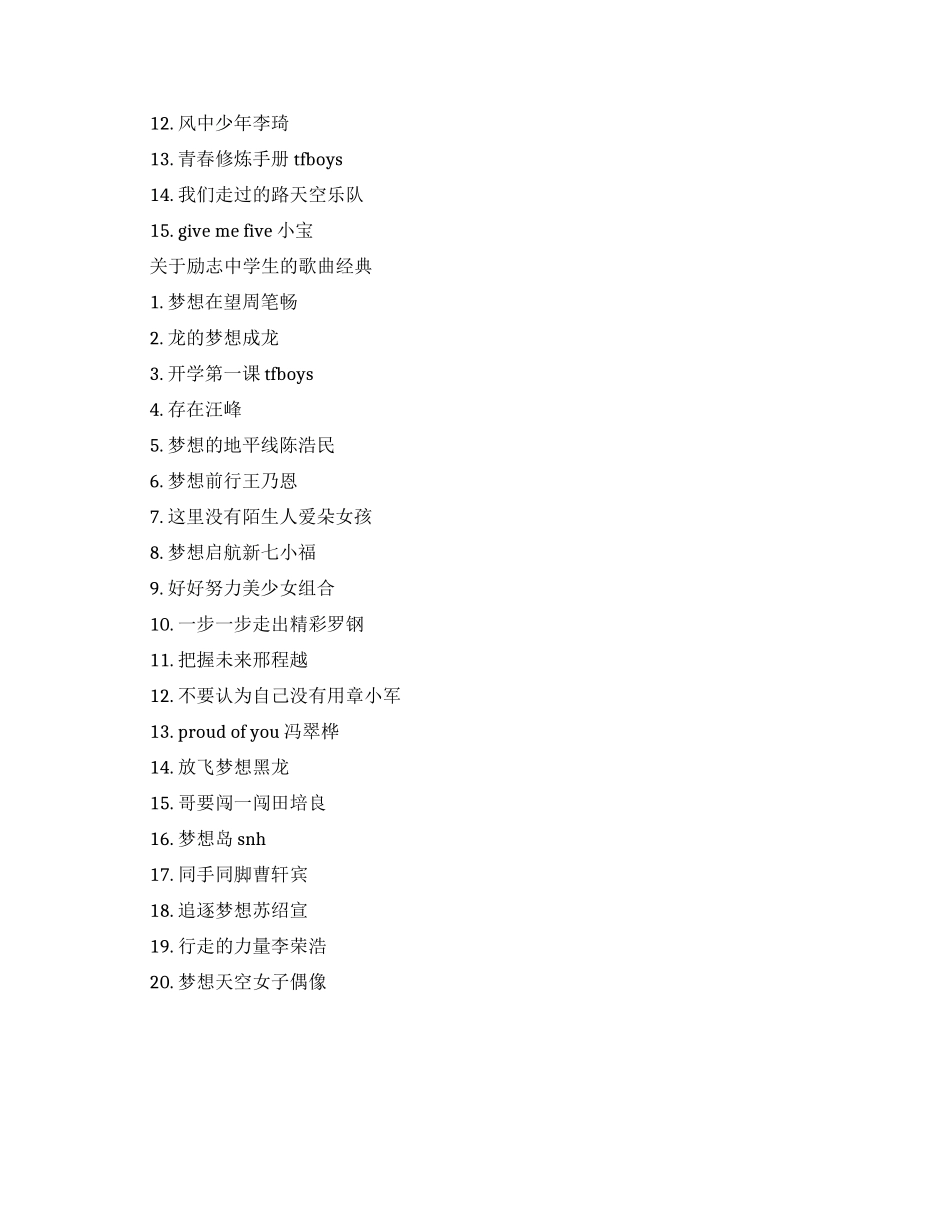 关于励志中学生的歌曲大全_第2页