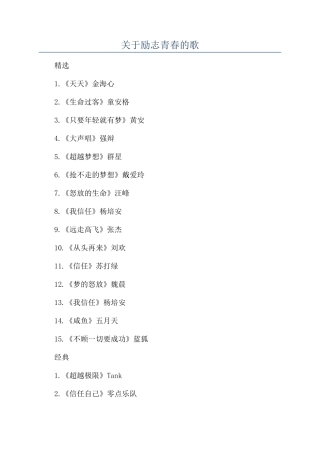 关于励志青春的歌