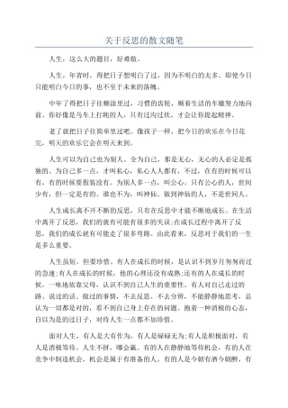 关于反思的散文随笔