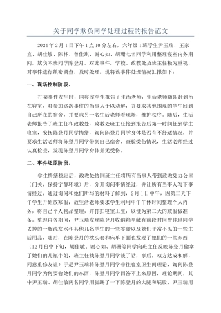 关于同学欺负同学处理过程的报告范文