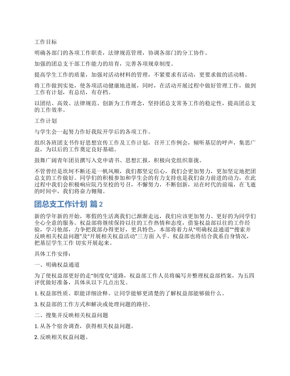 关于团总支工作计划9篇_第1页
