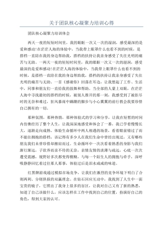 关于团队核心凝聚力培训心得