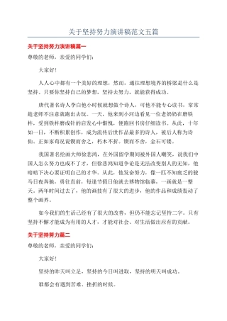 关于坚持努力演讲稿范文五篇